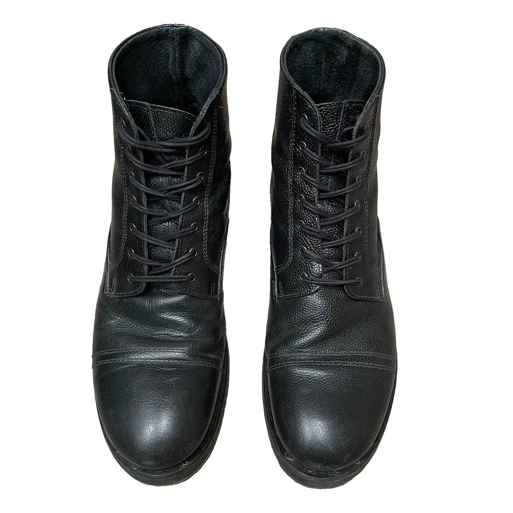 Y2K Diesel Service Boots Men's 9/42 *Portugal Black Pebble Leather Lace Up RARE